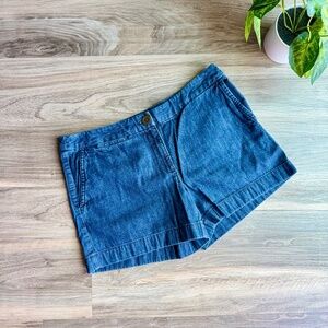Ann Taylor LOFT Dark Wash Denim Flat Front Mid Rise Casual Shorts Size 6